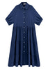 Damen Sommer Baumwolle Halbarm Midikleid mit Taschen