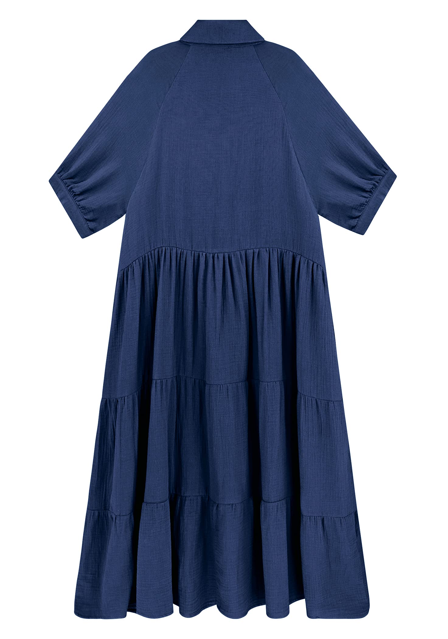Damen Sommer Baumwolle Halbarm Midikleid mit Taschen