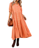Damen Sommer Baumwolle Halbarm Midikleid mit Taschen